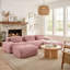 Canapé d'angle modulaire en velours côtelé en forme de U de 295 cm (116 po), avec assises profondes, mousse 32D et sans assemblage, rose poudré-860751193
