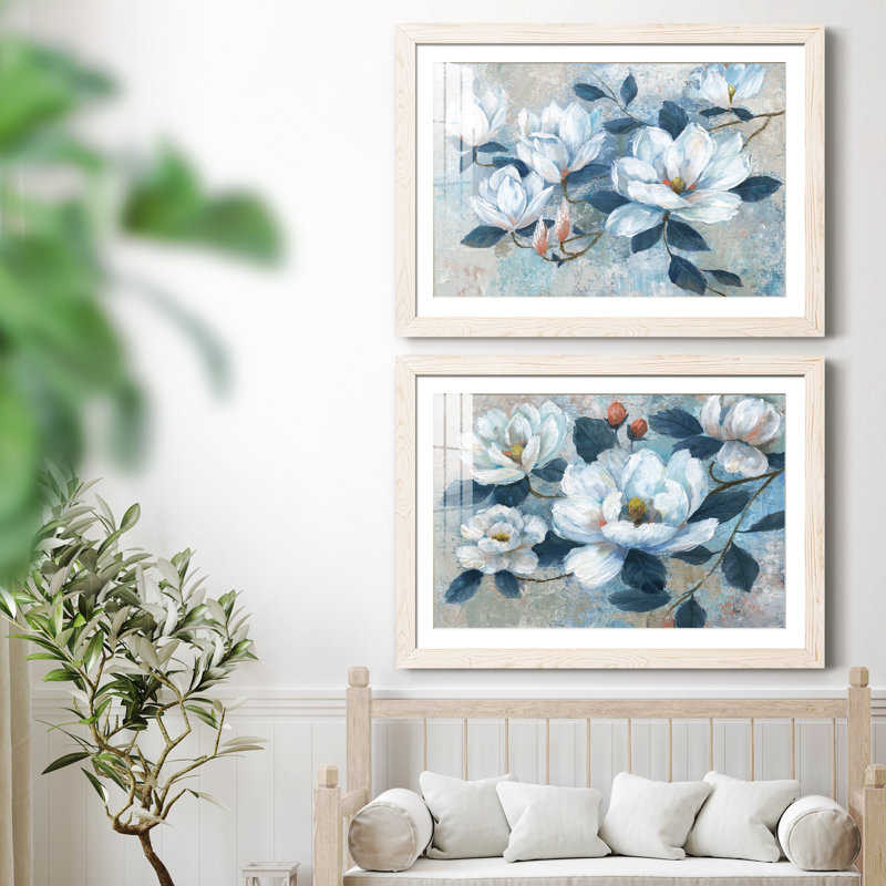 Spring Bloom I - ensemble de 2 cadres photo, H 31 po x l 44 po x P 1 po, Papier encadré blanc