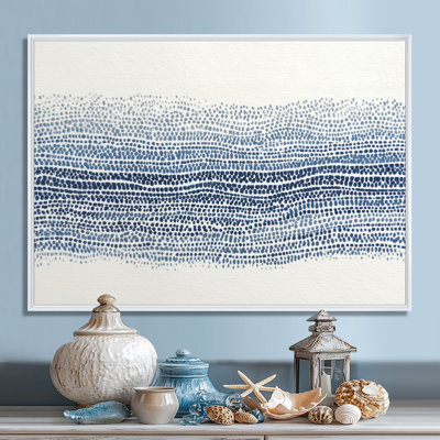 Bleu et beige algue océanique - décoration murale côtière, art mural encadré bleu côtier