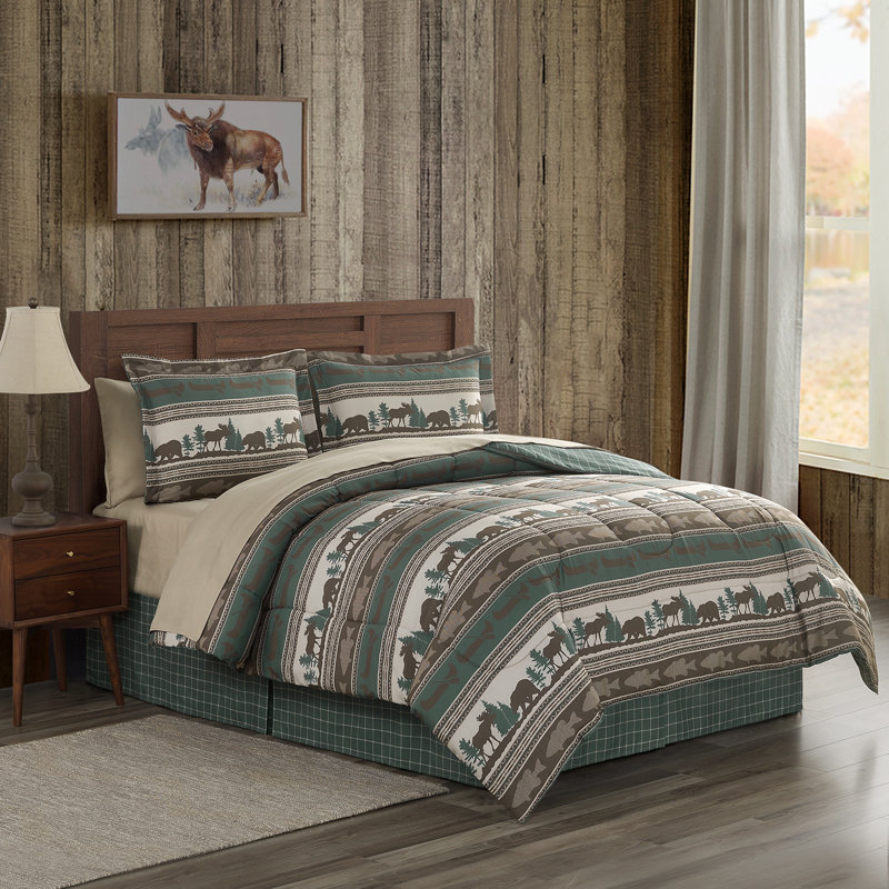 CEDAR COURT Mountainside Tan Ultra Soft Microfiber Reversible Comforter Set, Queen Comforter + 2 Standard Shams