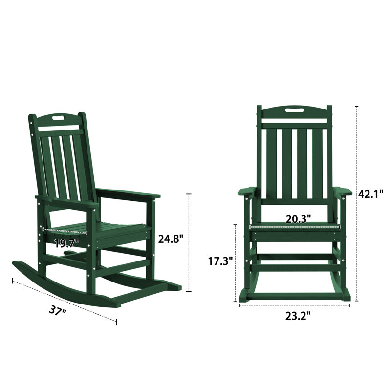 Ensemble de 2 chaises berçantes d'extérieur Hdpe, Vert foncé