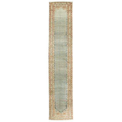 3x15 Blue and Red Turkish Oushak Runner