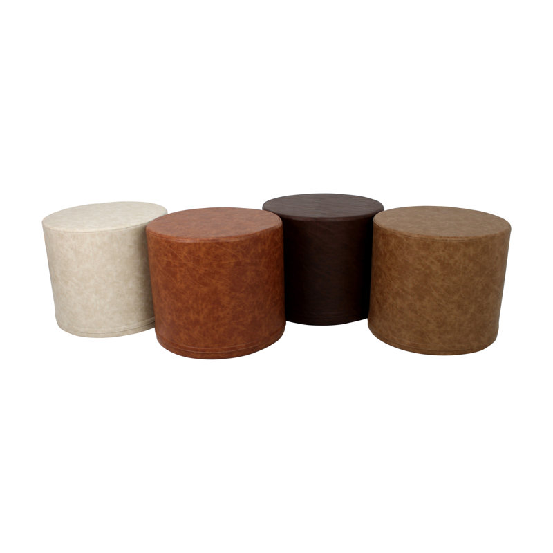 SoftScape 18" Round Ottoman, Distressed Assorted, 16" H x 18" W x 18" D