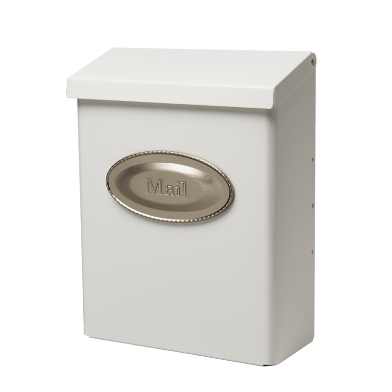 Designer Vertical Wall-Mount Locking Mailbox, White