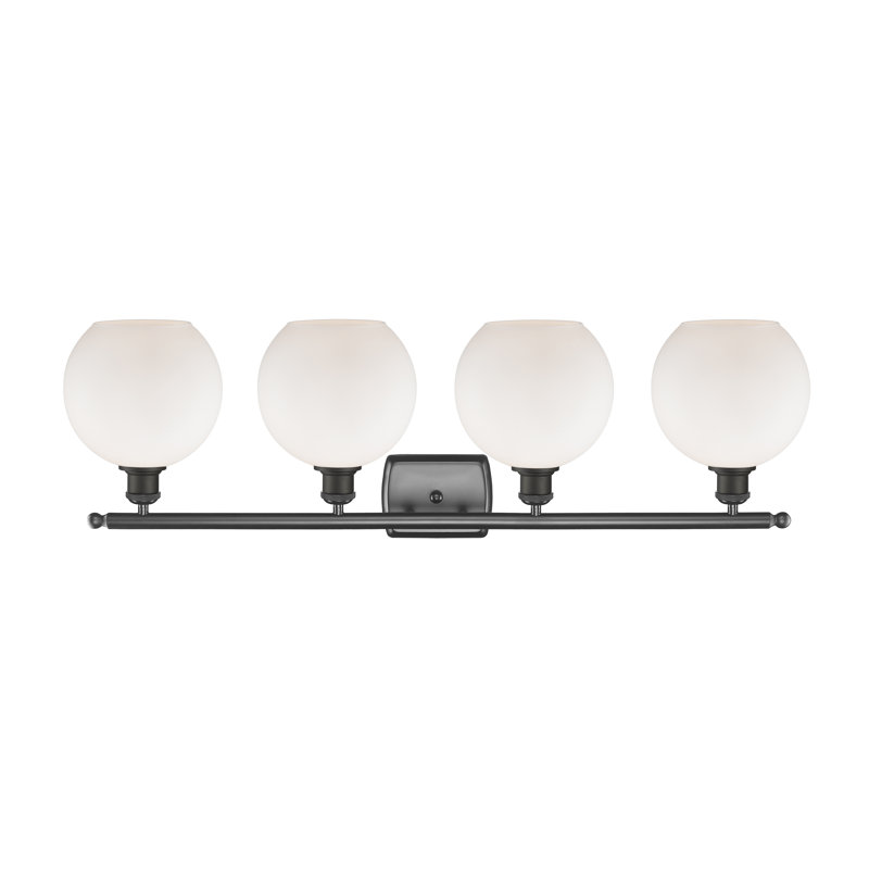 Éclairage pour salle de bain 4 lumières Cindi, Blanc mat, Incandescente, Bronze huilé