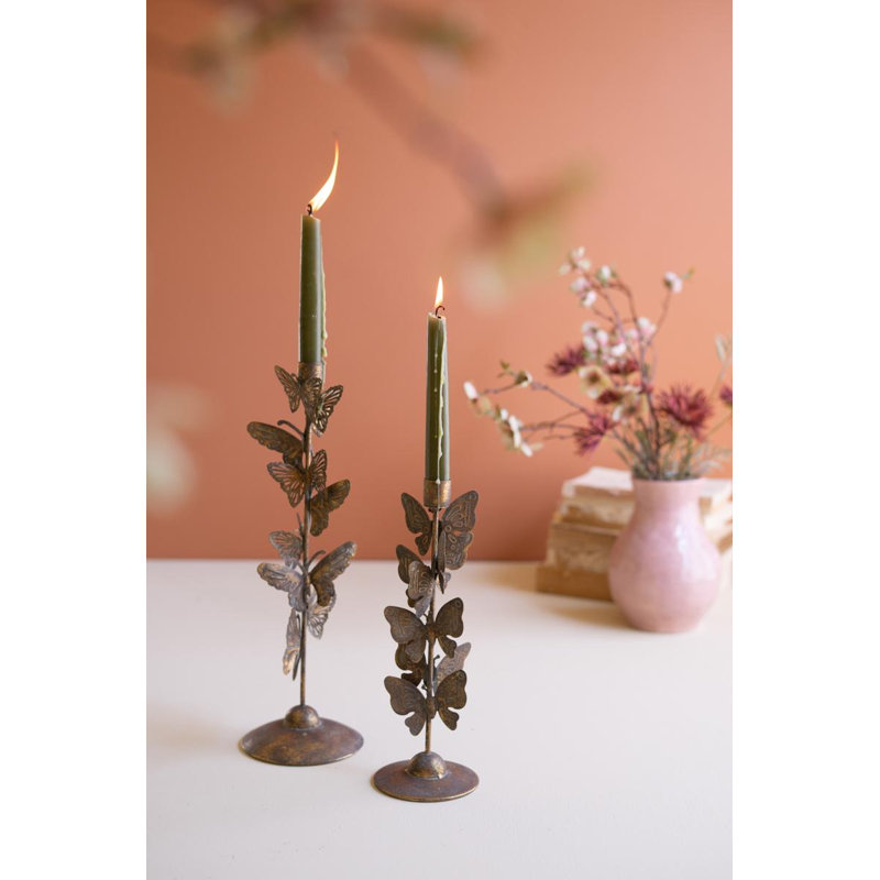 Ensemble de deux porte-bougies papillons
