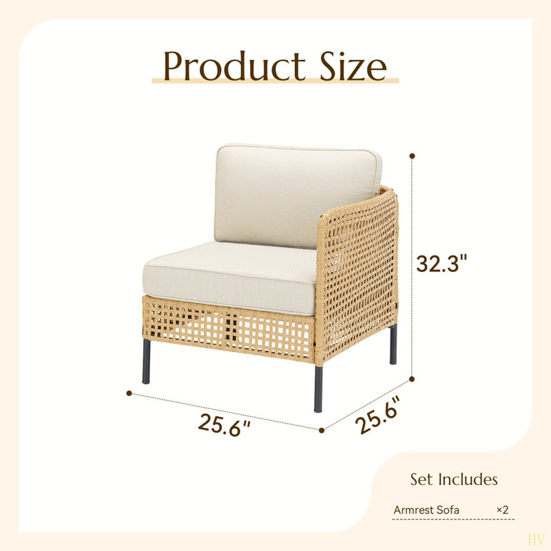 Ensemble de mobilier d'extérieur pour canapé modulaire en osier avec coussins Boho