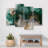 Smoke Effect " Emerald Green Gold Abstract " 4 Piece Art Set