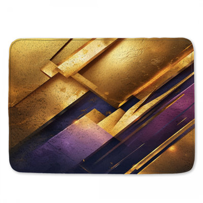 Gold And Purple Abstract Bath Mat