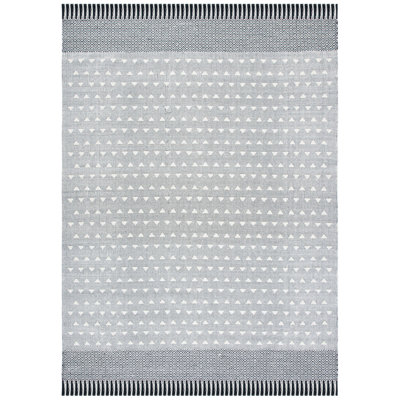 Tapis marocain en laine / coton tissé à plat marocain noir / ivoire