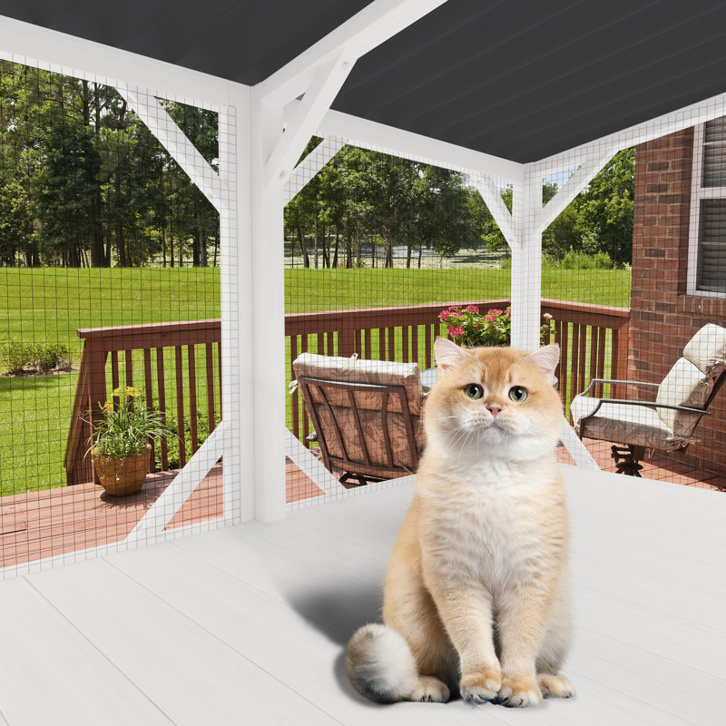 Fenêtre pour chat, enceinte de 43,3 po, grands chats d'intérieur, facile à assembler, style décontracté, cage toutes saisons, balcon spacieux, vue extérieure à 360 °