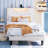 Couvertt Upholstered Bed with Charging Station, Storage Platform Bed with LED Light, Low Profile Bed with Adjustable Headboard，Modern Twin Bed-167238918-158004815
