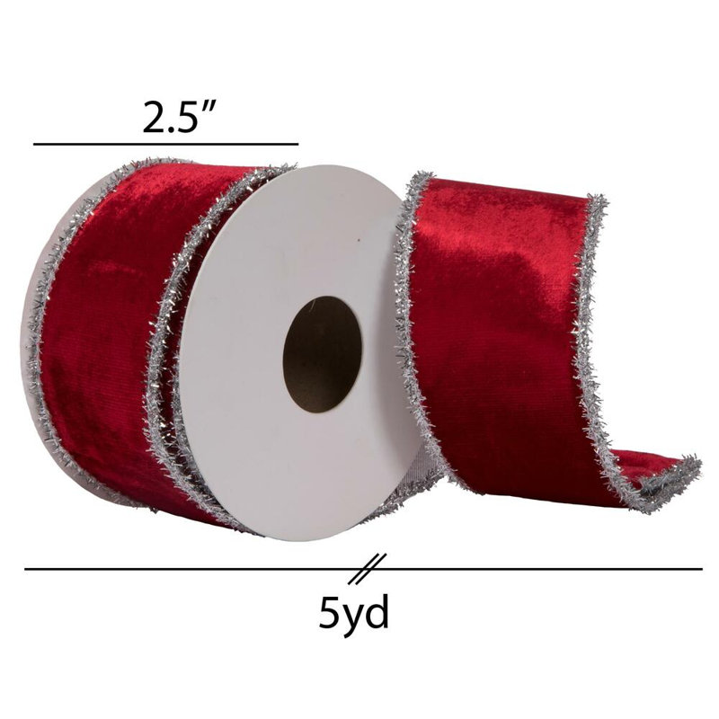 Ruban de Noël, H 2,5 po x l 180 po x P 2,5 po, Rouge