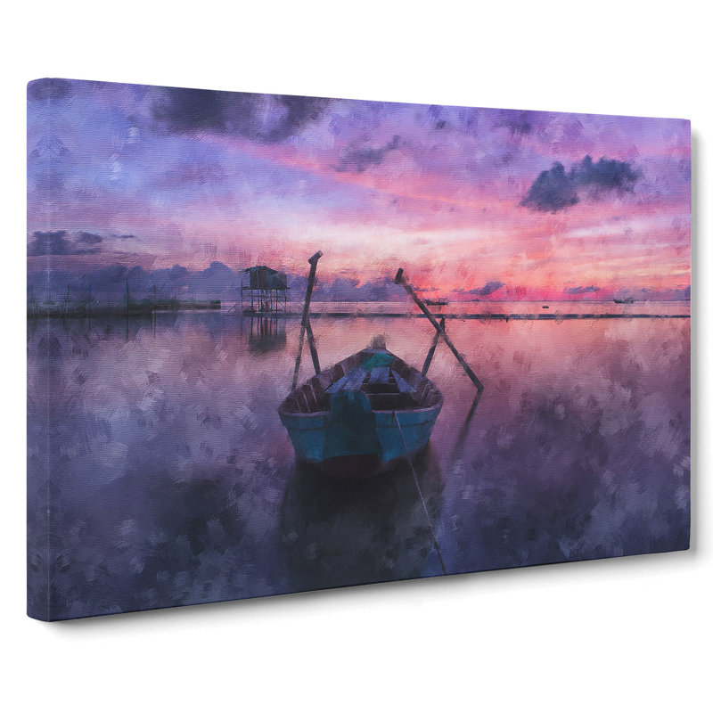 Rowing Boat At Sunset - Wrapped Canvas, 35cm H x 50cm W x 3cm D