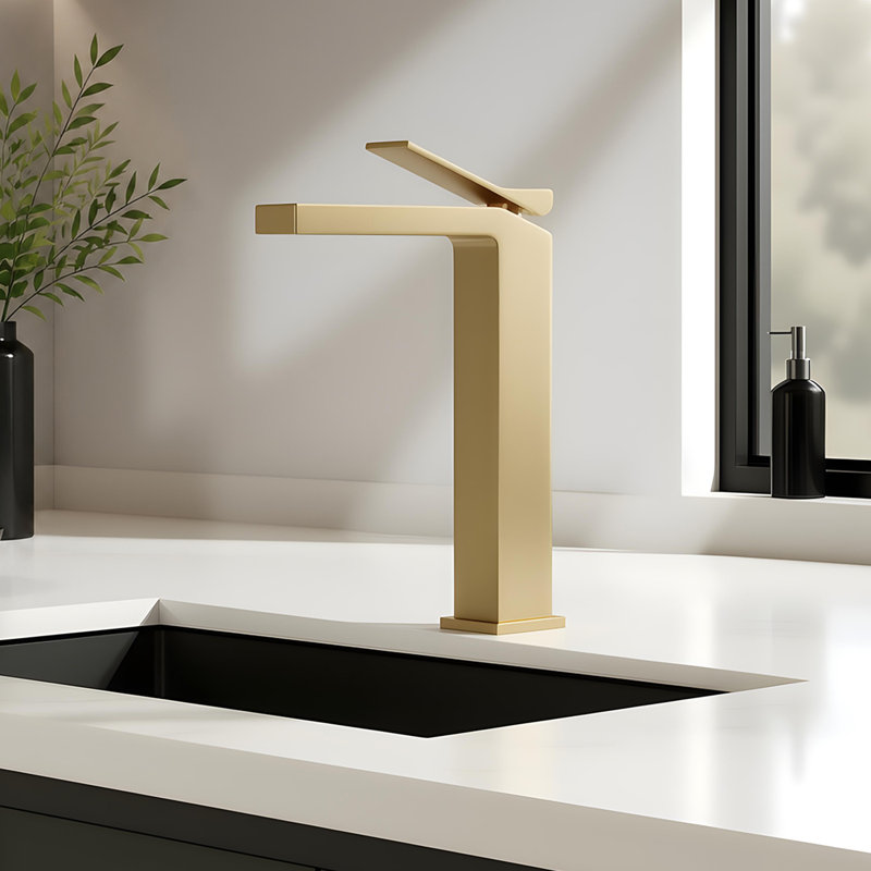 Single-hole Single-handle Bathroom Faucet, Brushed Gold