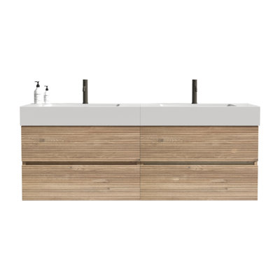 Doreli Mid-Century Modern Wall-Mounted Vanity with Sustainable Materials and Silent Soft-Closing Drawers