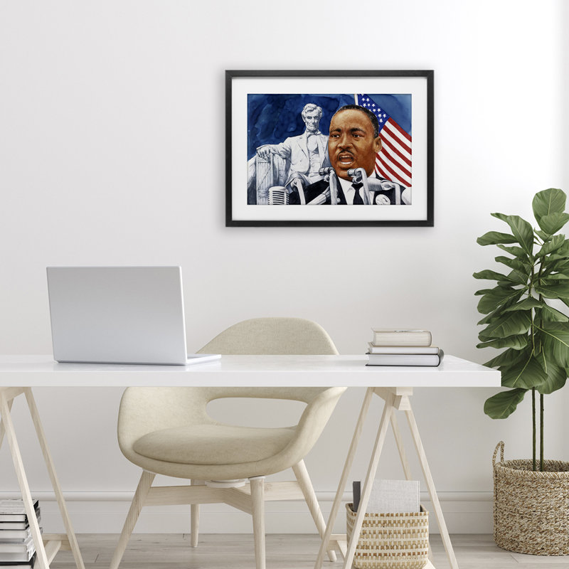 Reproduction sous verre encadrée d'un portrait américain des années 1960, par Wind River Studios, H 14 po x l 20 po