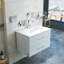 Ensemble de meuble-lavabo mural brillant avec lavabo, deux tiroirs, lavabo en céramique, longue poignée en métal, blanc brillant-121102224-121102222-121102220