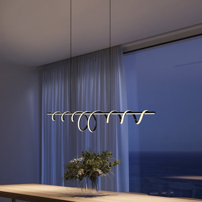 Black 51'' Dimmable Dinning Light Fixture for Kitchen Island