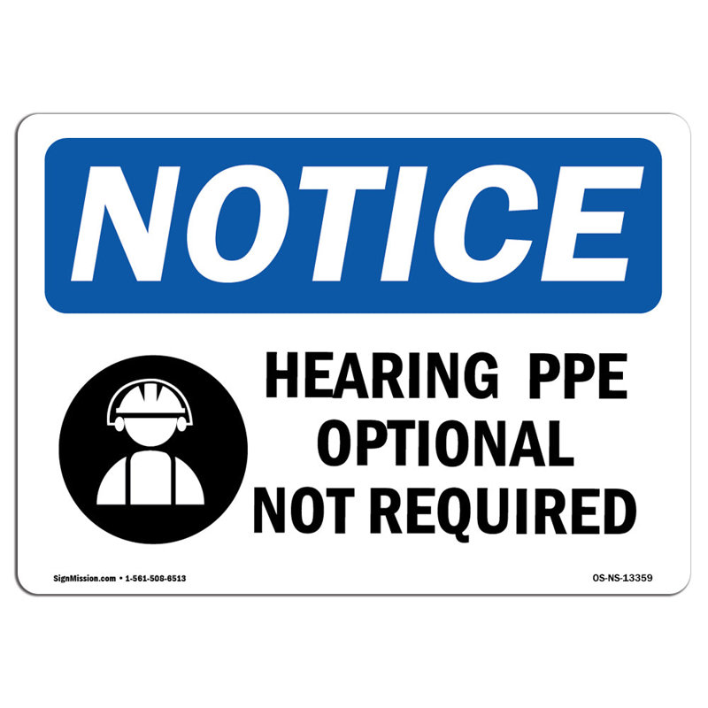 Hearing PPE Optional Not Required Sign