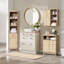 Natural Finish Wave-Patterned Manufactured Wood 3-Drawer 1-Door Bathroom Storage Cabinet
