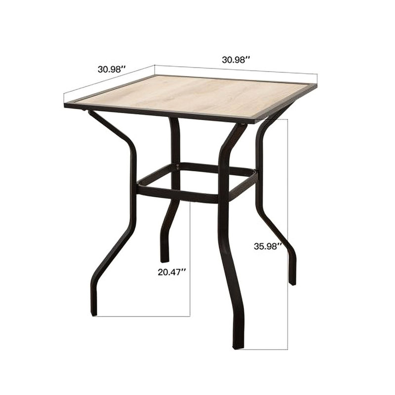 Table de patio avec structure en métal et barre de jardin carrée imperméable
