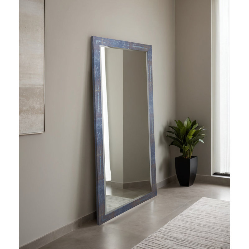 Beveled Full Length Mirror, Industrial Steel Brass