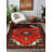 Mattis Red Blue Brown Moroccan Machine Printed Cotton Polyester Area Rug-1546548762