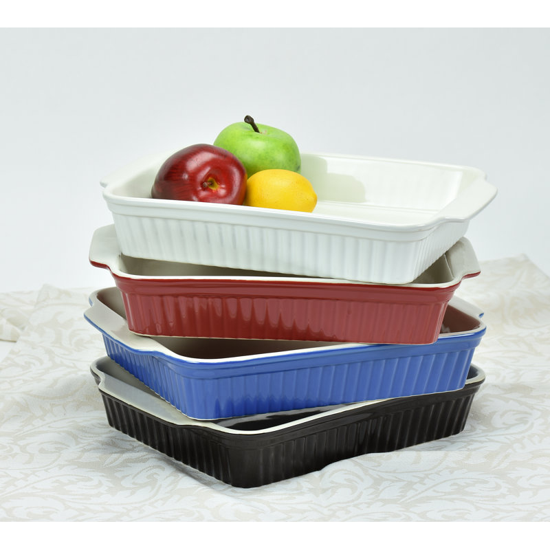 Omniware Simsbury Rectangle Stoneware Baker Bakeware, Blue