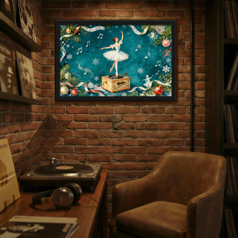Boîte de musique de Noël danseuse de ballet, décoration de Noël, H 24 po x l 36 po