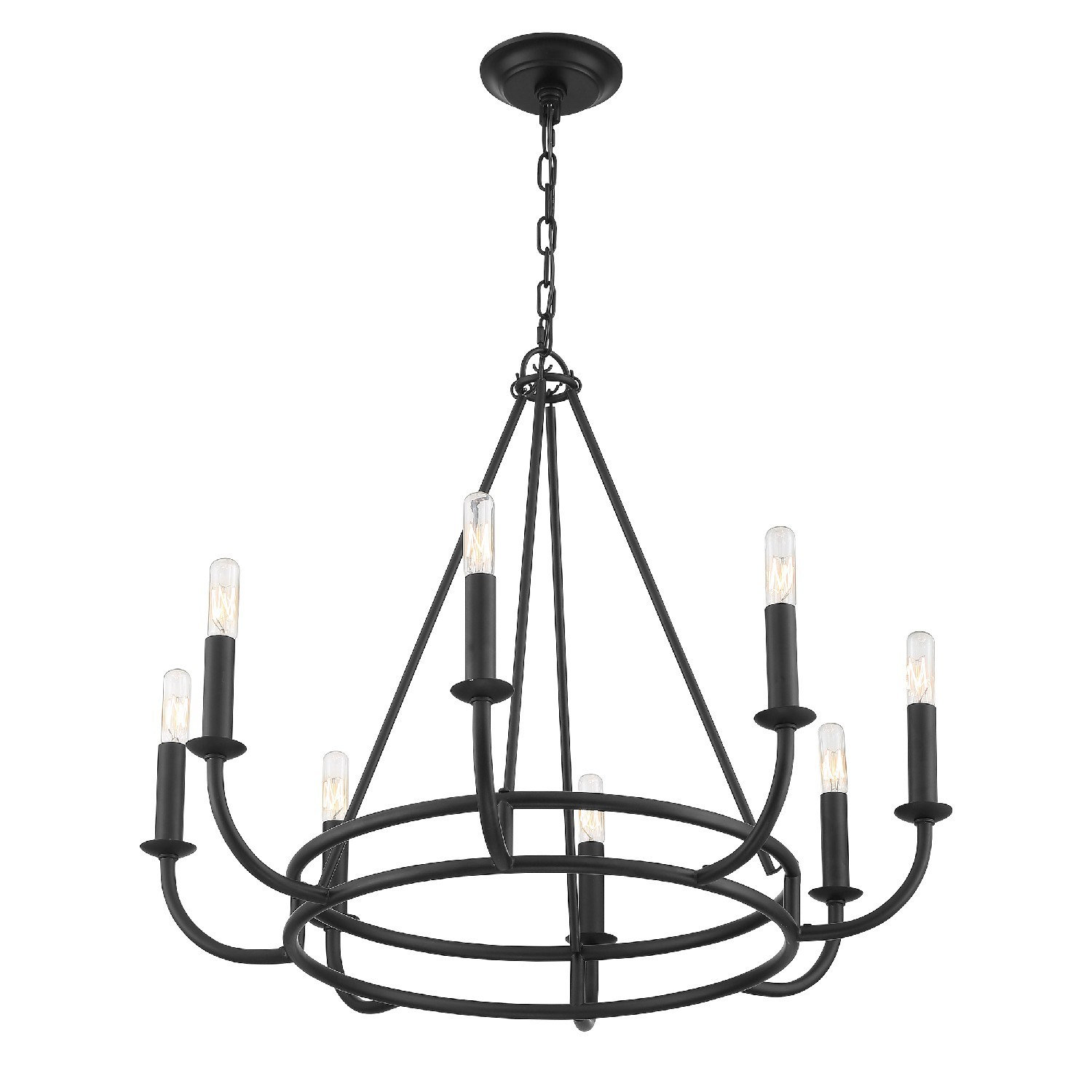 Akir 8 - Light Metal Dimmable Chandelier, Black