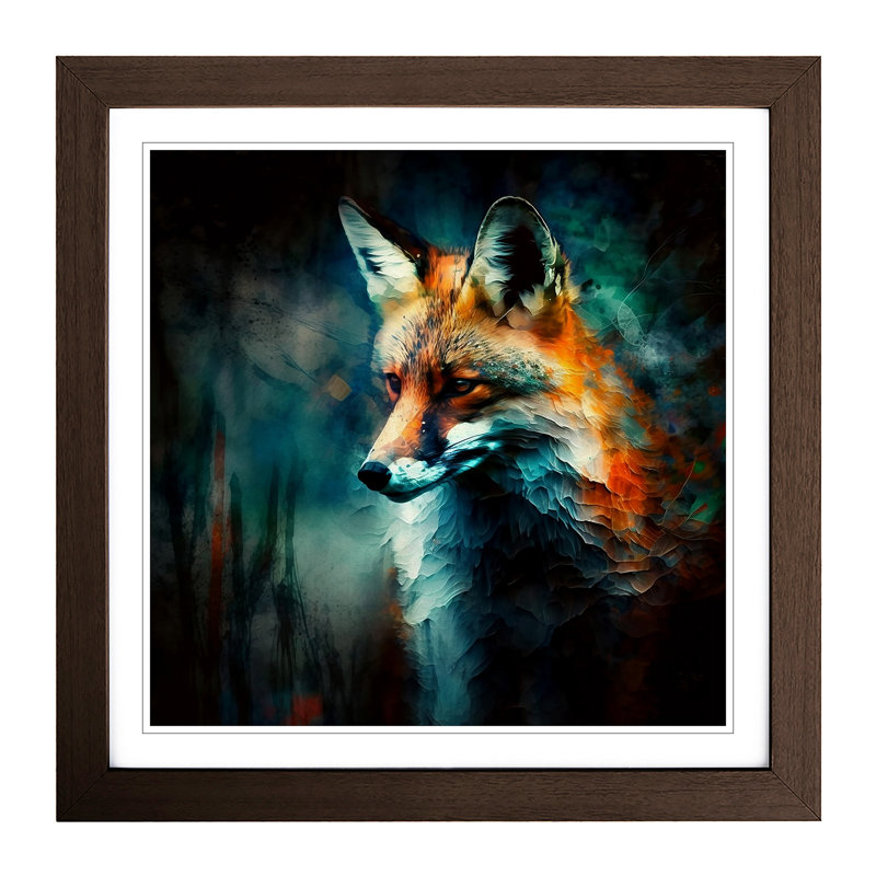 Fox Abstract Expressionism No.2 Framed Print, Walnut