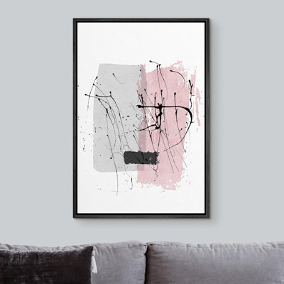 Peinture abstraite grunge, effet de coup de pinceau rose, graffiti, collage, formes abstraites, illustrations, œuvre d'art moderne, urbain