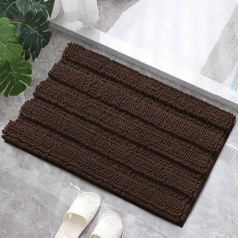 Tapis pour salle de bain Faddis, Chocolat, Simple - L 24 po x l 16 po