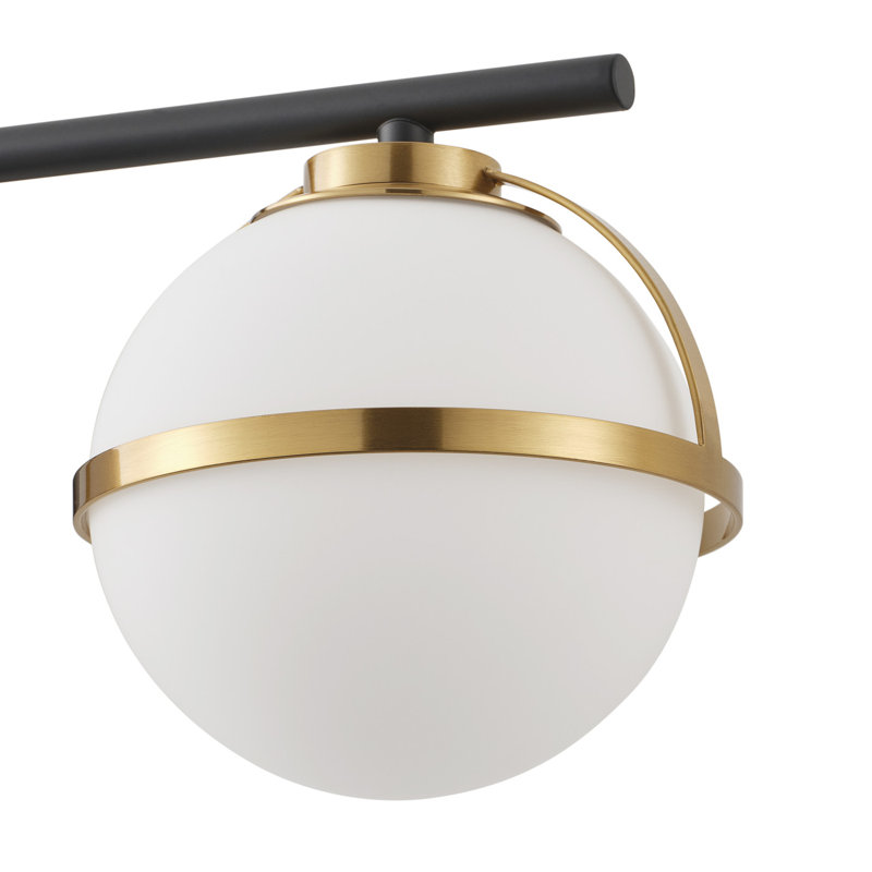 3 - Light Dimmable Vanity Light with Globe Glass Shades, Matte Black & Gold