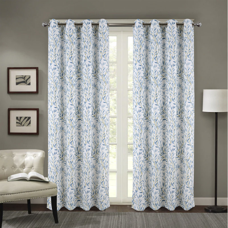 Rideau occultant en polyester Sinaya, Bleu