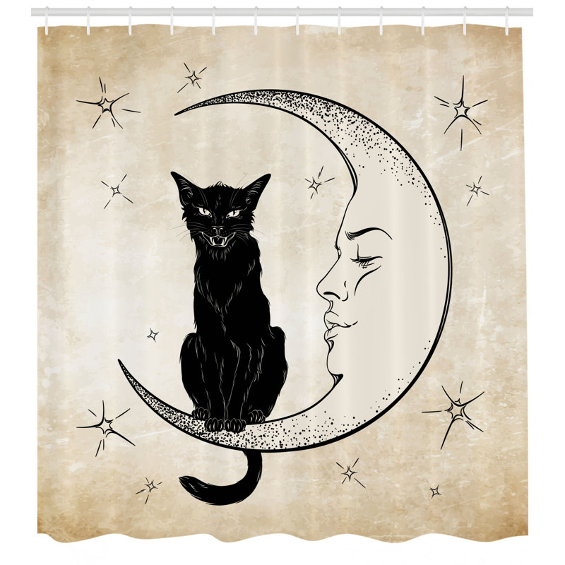 Ensemble de rideau de douche Moon + crochets, H 69 po x l 105 po