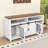 Farmhouse Sideboard With Sliding Barn Door, Mesh Panels And Open Storage-1257280623