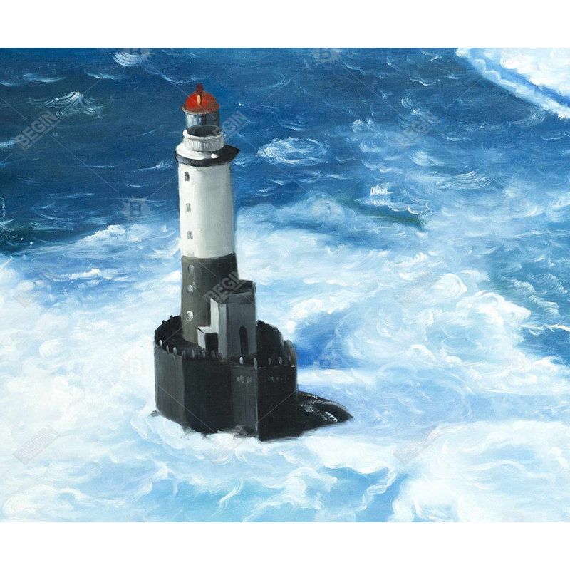 «Unleashed Waves on a Lighthouse», art sur toile hyperréaliste