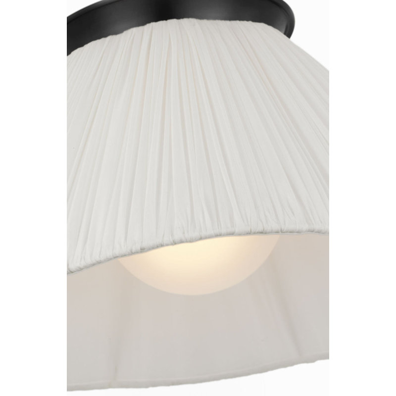 Bradley Flush Mount with Scalloped Silk Pleated Shade, 8.75" H x 18" W x 18" D, Bronze