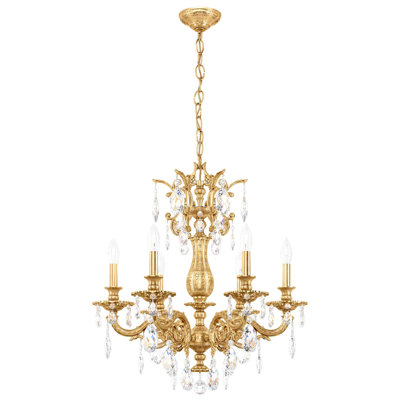 Milano 6 Light 24in x 26.5in Chandelier in Etruscan Gold with Clear Radiance Crystals