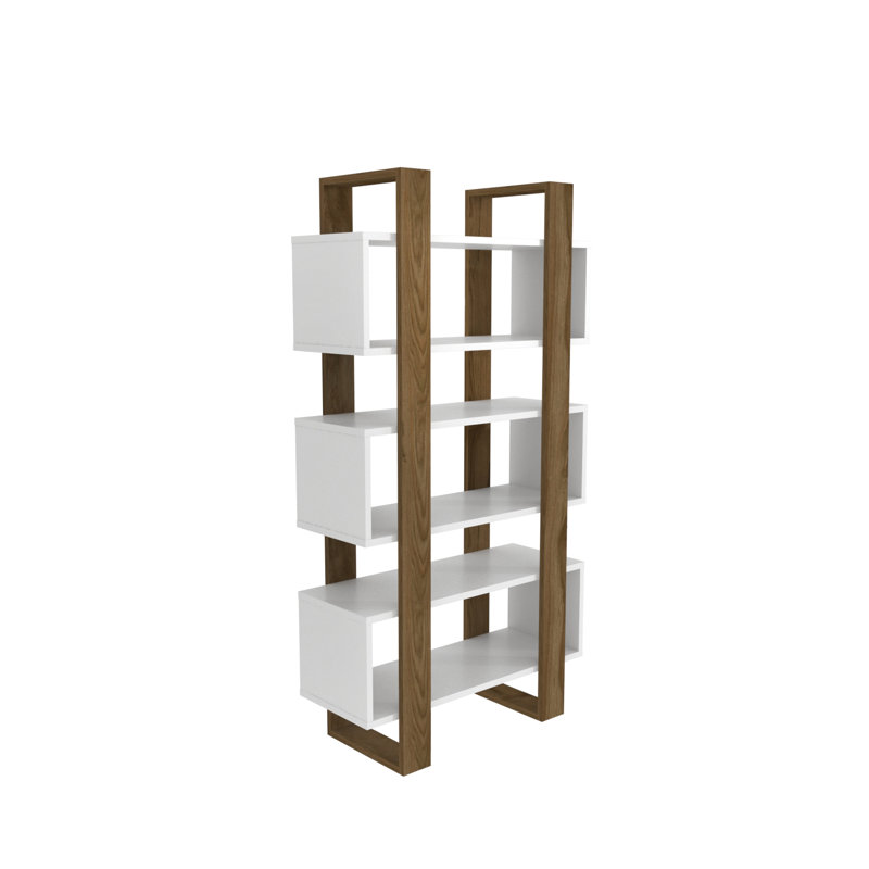Suaad 150cm H x 80cm W Bookcase, White/Walnut