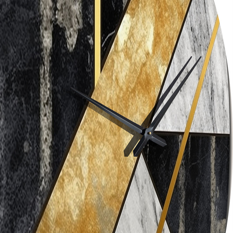 Marble Granite Agate With Touches Of Gold IX Metal Wall Clock, Small