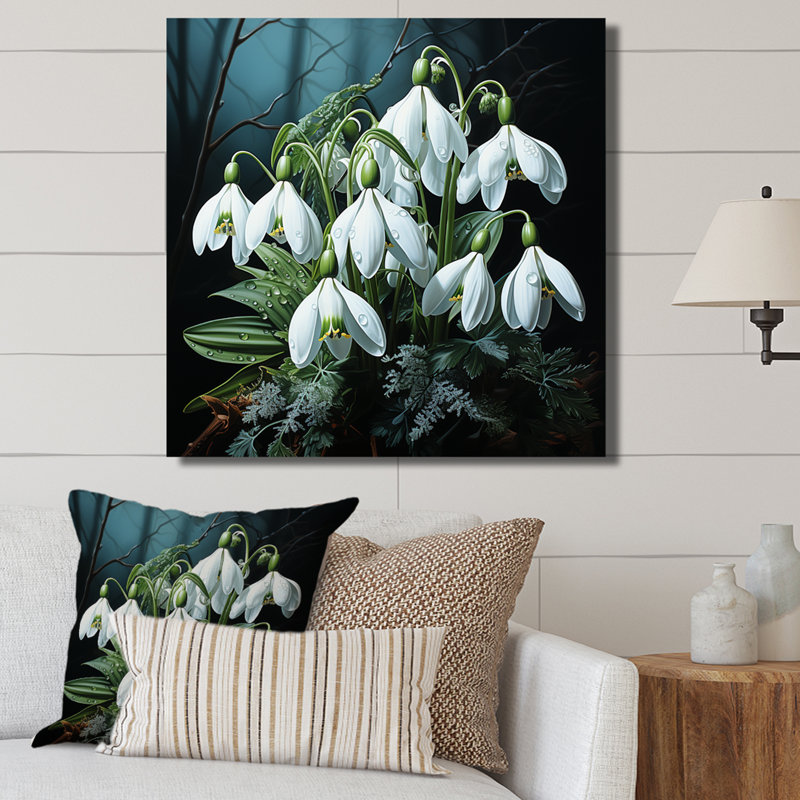 Morning Hush Snowdrops In Silent White VI - Snowdrops, art mural, Toile tendue, H 16 po x l 16 po x P 1 po