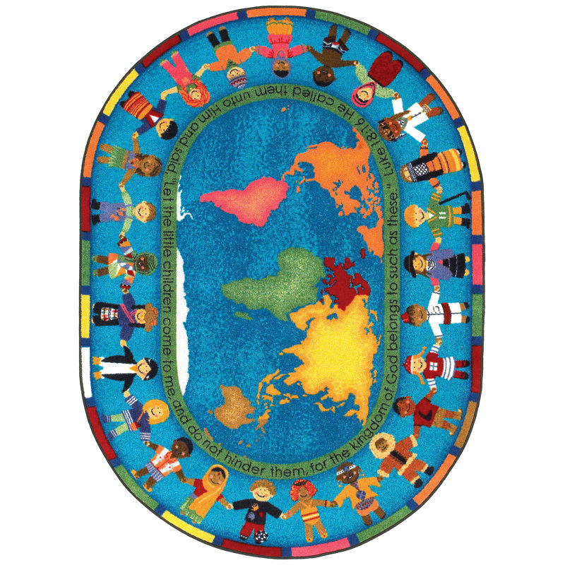 Tapis «Let The Children Come» par Faith, Ovale 7 pi 8 po x 10 pi 9 po