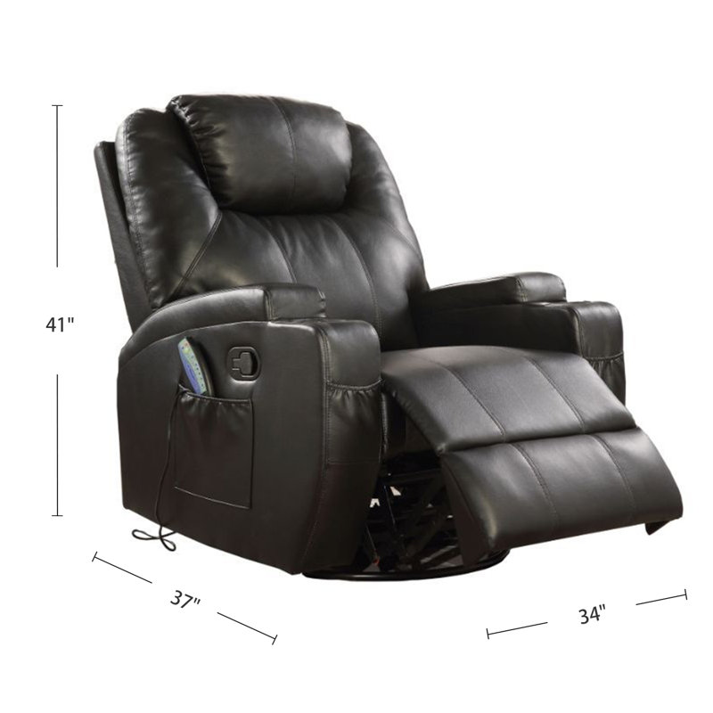 Faux Leather Power Recliner, Black Faux Leather
