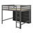 Full Size Loft Bed With Storage, Wooden Loft Bed Frame With 8 Open Storage Shelves And Built-In Ladder-1461039182