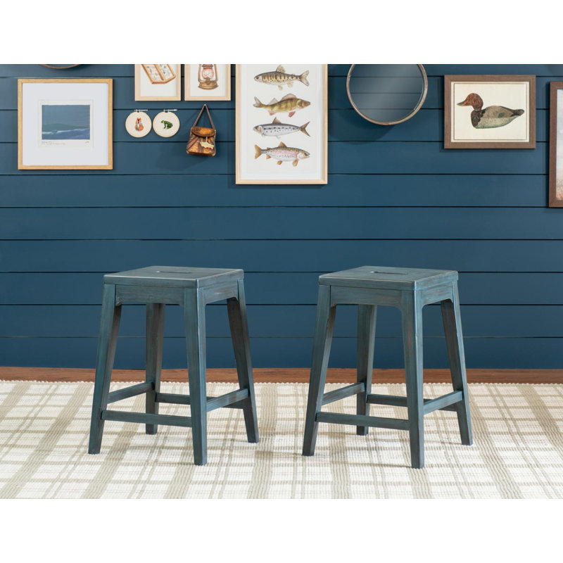 Kaat 24" High Country Select Hardwood Backless Counter Stool, Sea Glass