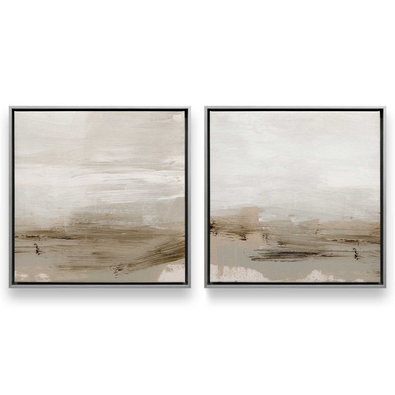 Ensemble de 2 lignes de terre subtiles, H 17 po x l 34 po, Cadre flottant en chrome poli