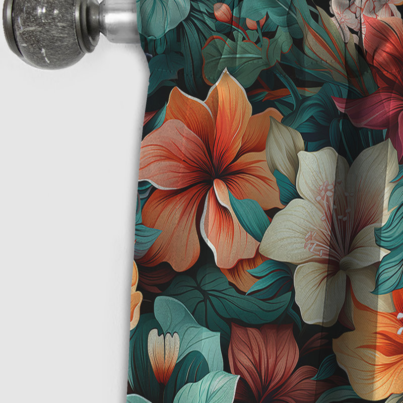 Motif tropical I - rideau floral, L 52 po x L 90 po